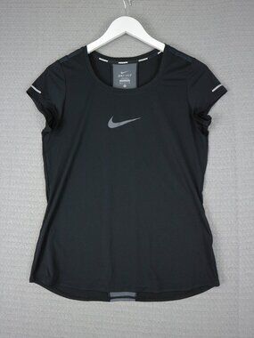 Nike Running Dri-Fit Black Swoosh Logo Womens Medium Shirt